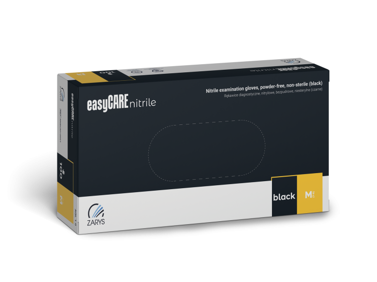 Rękawiczki easyCare Nitrylowe Bezpudrowe BLACK 100szt M