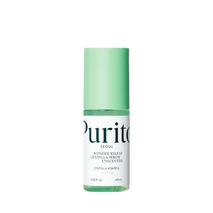 Bezzapachowe serum Purito z Centellą Asiatica, 60 ml. Idealne dla skóry wrażliwej i podrażnionej – działa kojąco, regenerująco i przeciwzapalnie.