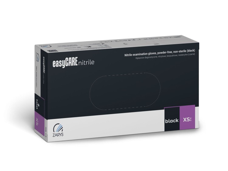 Rękawiczki easyCare Nitrylowe Bezpudrowe BLACK 100szt XS