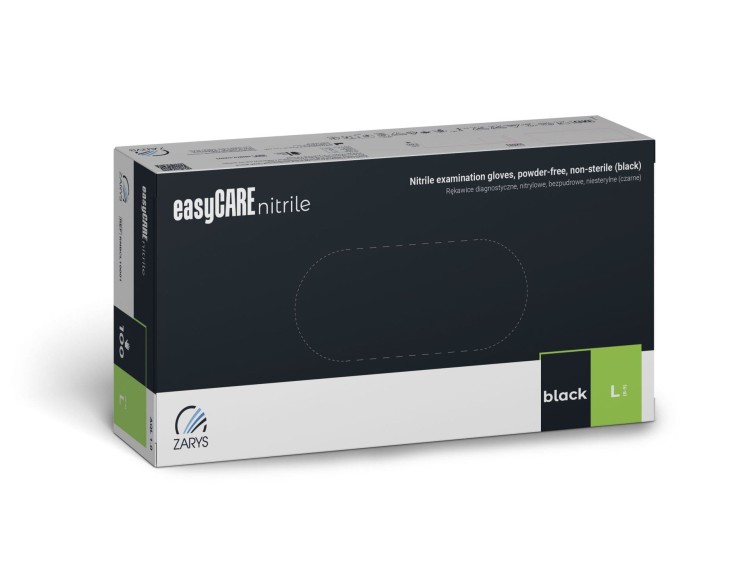 Rękawiczki easyCare Nitrylowe Bezpudrowe BLACK 100szt L
