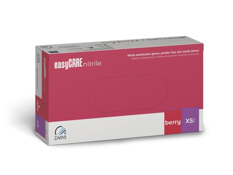 Rękawiczki easyCare Nitrylowe Bezpudrowe BERRY 100szt XS