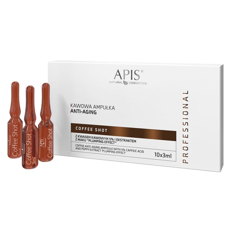 APIS Coffe Shot Kawowa ampułka Anti-Aging z kwasem kawowym 5% i ekstraktem z maku 10x3ml.jpg